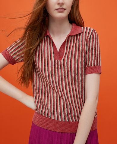  MAX&Co. - Áo len nữ ngắn tay cổ gập thanh lịch Great 