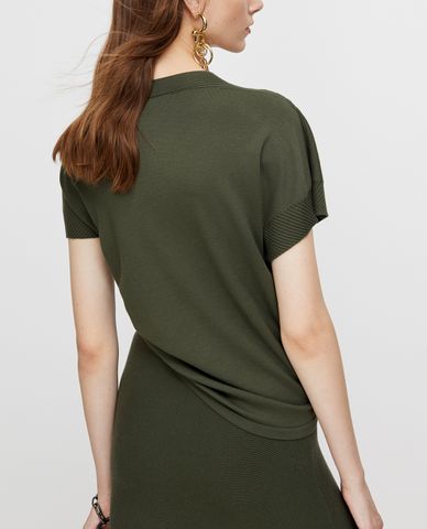  MAX&Co. - Áo len nữ cổ tròn tay ngắn Asymmetrical 