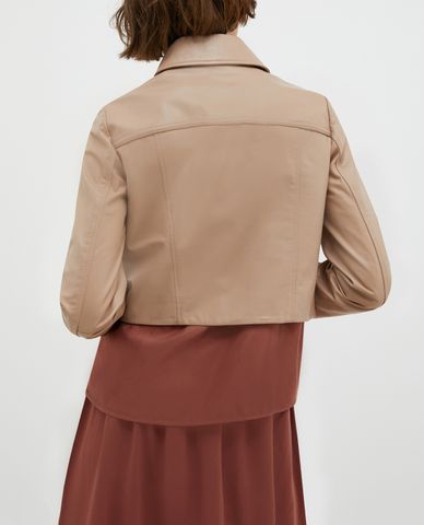  MAX&Co. - Áo khoác nữ cổ bẻ tay dài da bóng Micron 