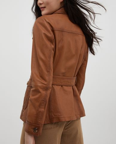  MAX&Co. - Áo khoác da nữ cổ gập phối thắt lưng Baldanza 