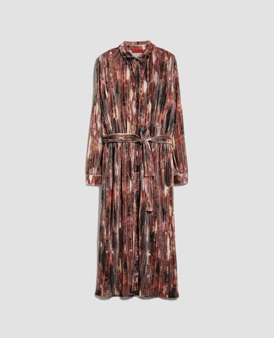  MAX&Co. - Đầm midi cổ bẻ tay dài 3D Velvet Jersey 