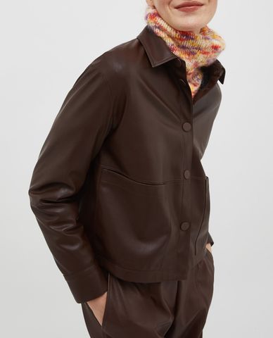  MAX&Co. - Áo khoác da nữ tay dài cổ bẻ Credere 