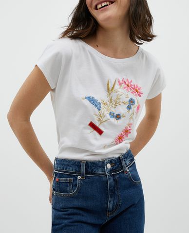  MAX&Co. - Áo thun nữ cổ tròn tay ngắn Floral Embroidery 