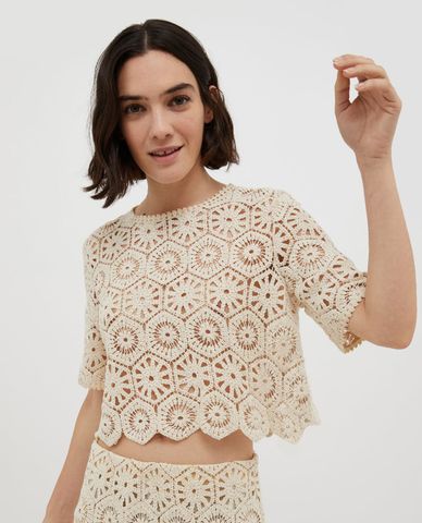  MAX&Co. - Áo croptop nữ cổ tròn tay ngắn Ambito 