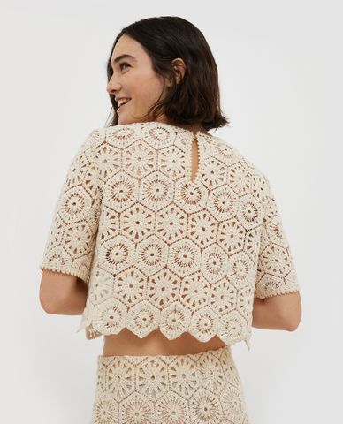  MAX&Co. - Áo croptop nữ cổ tròn tay ngắn Ambito 