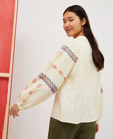  MAX&Co. - Áo sơ mi cổ tròn tay dài hoạ tiết thêu Riga 