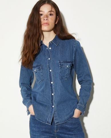  MAX&Co. - Áo sơ mi nữ denim cổ bẻ tay dài Austin 