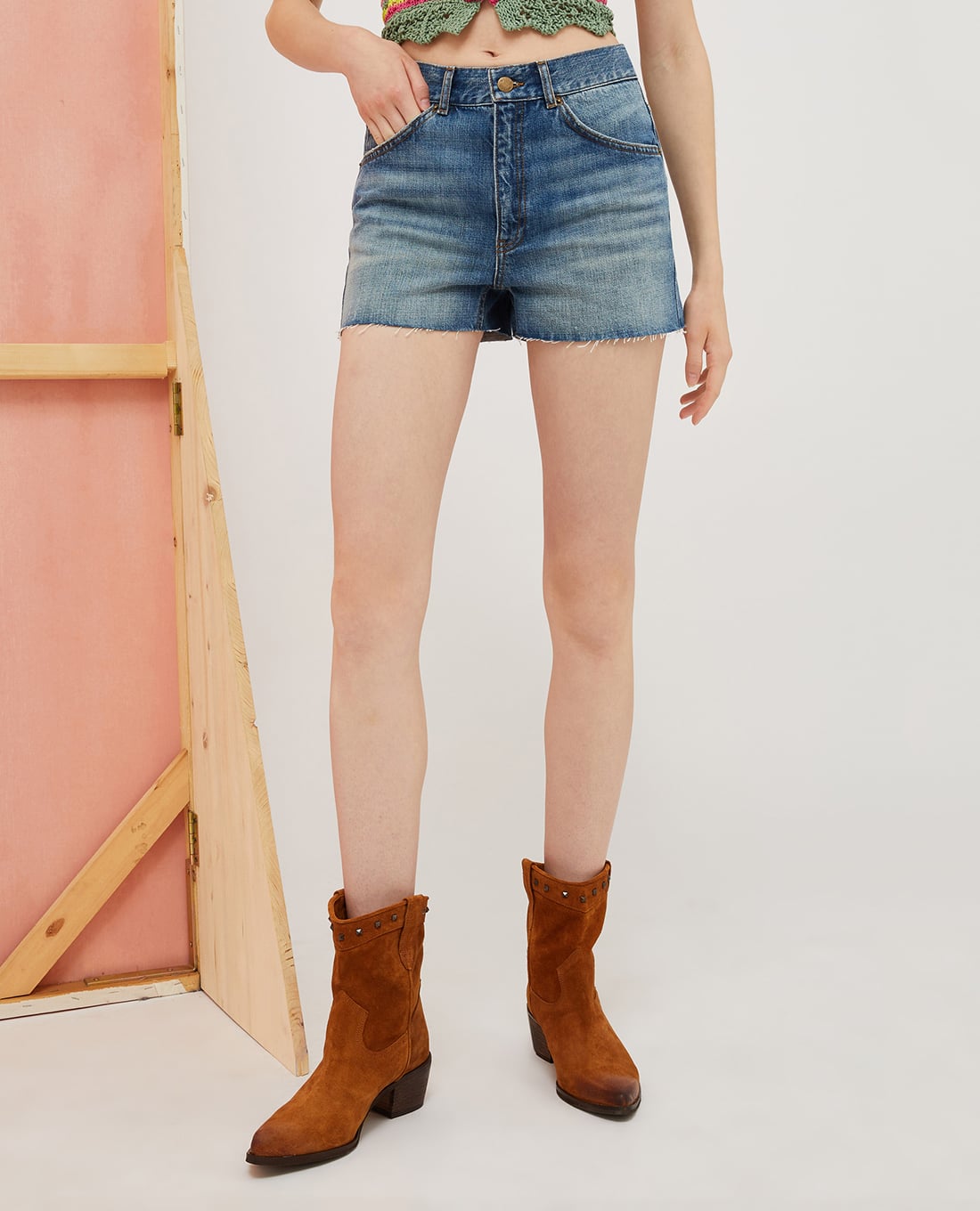 MAX&Co. - Quần short jeans phối wash bạc Cancun