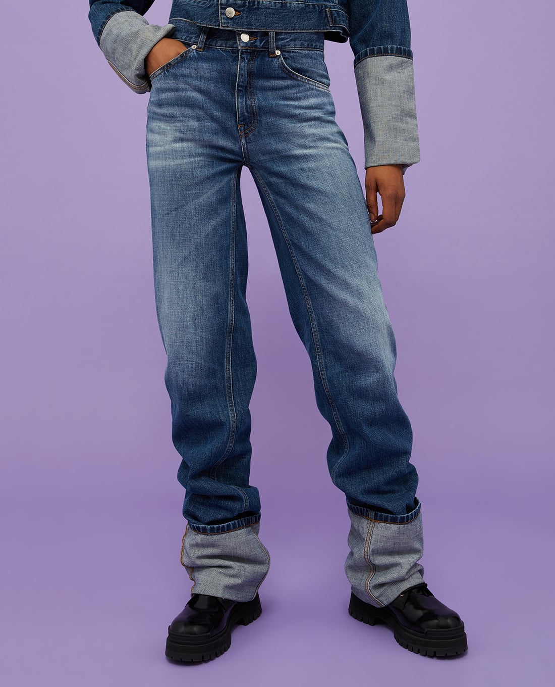 MAX&Co. - Quần jeans ống đứng cách điệu wash bạc Eddie