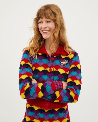  MAX&Co. - Áo khoác dệt kim cổ bẻ phom lửng phối hoạ tiết Riviera 