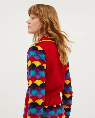  MAX&Co. - Áo khoác dệt kim cổ bẻ phom lửng phối hoạ tiết Riviera 