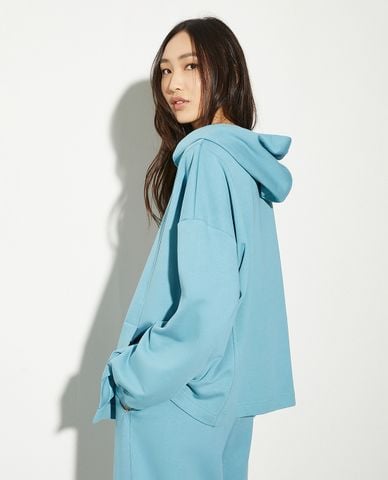  URBAN REVIVO - Áo hoodie nữ tay dài phối mũ trùm Citadel 