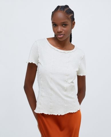  MAX&Co. - Áo thun cổ tròn tay ngắn phối viền chỉ Karen 