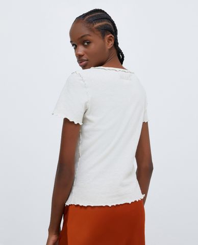  MAX&Co. - Áo thun cổ tròn tay ngắn phối viền chỉ Karen 