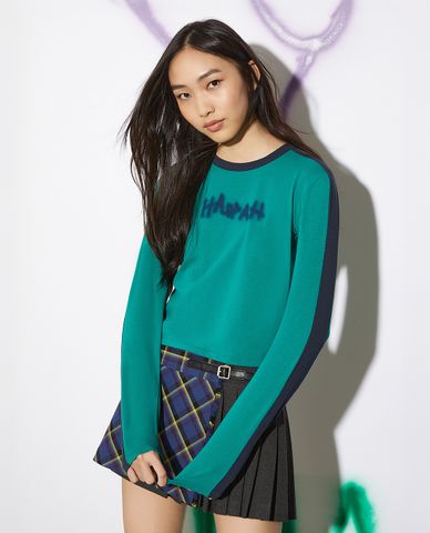  MAX&Co. - Áo thun cổ tròn tay dài phom croptop Hahaah 