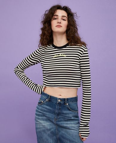  MAX&Co. - Áo croptop cổ tròn tay dài kẻ sọc Shirley 