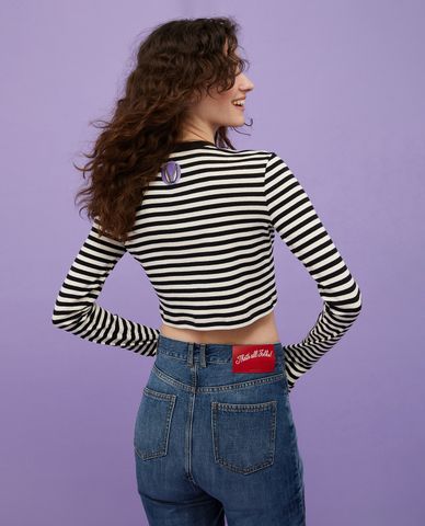  MAX&Co. - Áo croptop cổ tròn tay dài kẻ sọc Shirley 