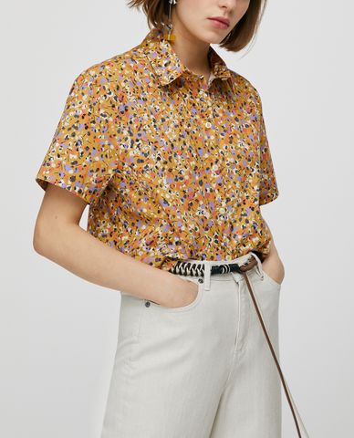  MAX&Co. - Áo sơ mi nữ tay ngắn phom lửng Cotton Poplin 