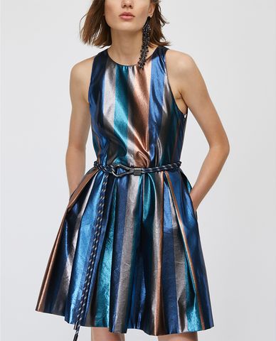  MAX&Co. - Đầm mini sát nách cổ tròn Striped Lamé Corolla 