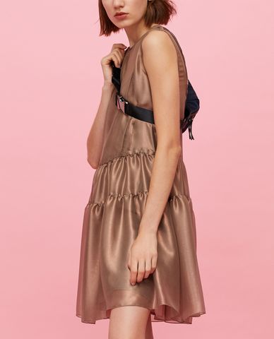  MAX&Co. - Đầm mini cổ tròn sát nách Iridescent Silk Ruffle 