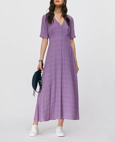  MAX&Co. - Đầm midi cổ V ngắn tay Long Crepe 