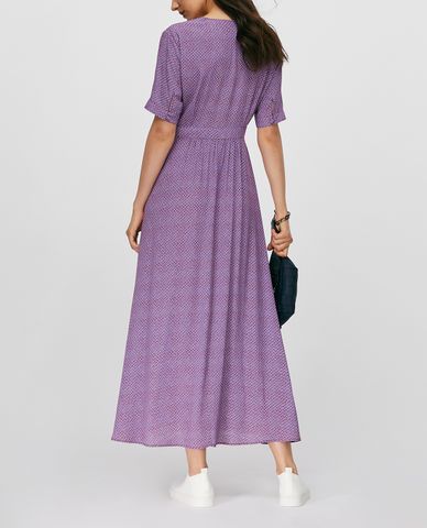  MAX&Co. - Đầm midi cổ V ngắn tay Long Crepe 