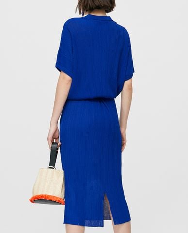  MAX&Co. - Đầm midi ngắn tay cổ bẻ 3D Knit 