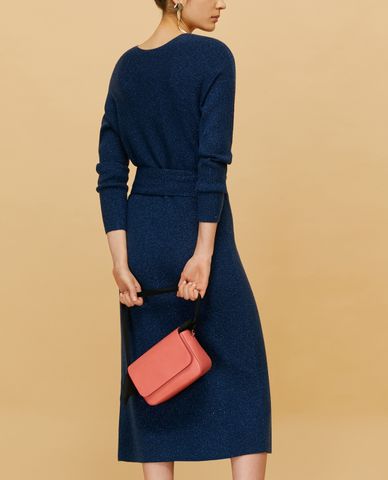  MAX&Co. - Đầm midi dệt kim cổ V tay dài Crossover Lamé Knit 