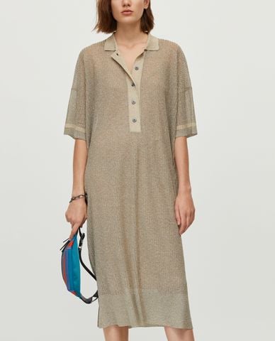  MAX&Co. - Đầm midi dệt kim cổ bẻ tay ngắn Knitted Lamé Polo 
