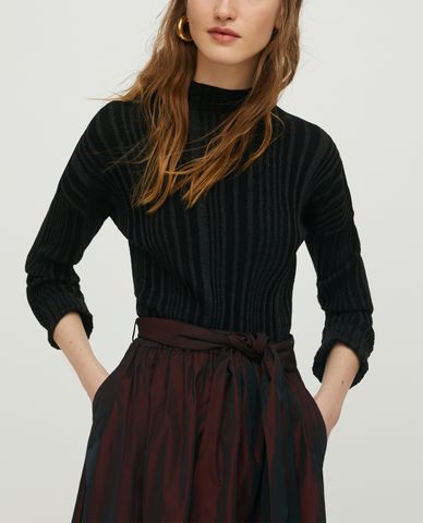  MAX&Co. - Áo len nữ cổ tròn tay dài 3D Lamé 