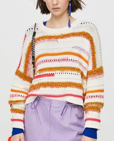  MAX&Co. - Áo len nữ phom suông tay dài 3D Stripes 