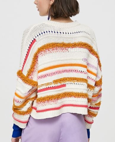  MAX&Co. - Áo len nữ phom suông tay dài 3D Stripes 