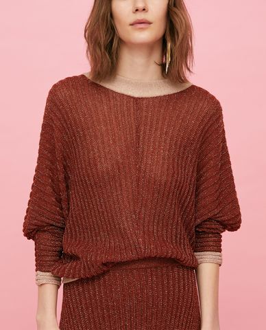  MAX&Co. - Áo len nữ cổ tròn tay dài 3D Lamé 