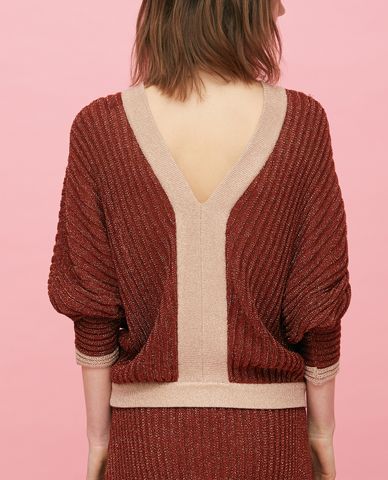  MAX&Co. - Áo len nữ cổ tròn tay dài 3D Lamé 