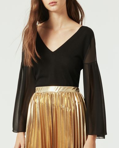  MAX&Co. - Áo kiểu nữ cổ V tay dài loe rộng nữ tính 