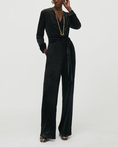  MAX&Co. - Jumpsuits nữ cổ V tay dài Glitter Velvet 