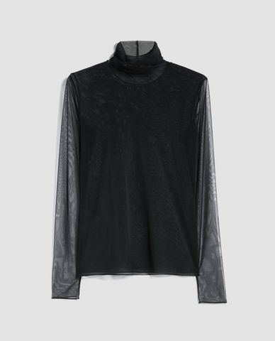  MAX&Co. - Áo kiểu nữ xuyên thấu cổ lọ Sheer Tulle Jersey Turtleneck 