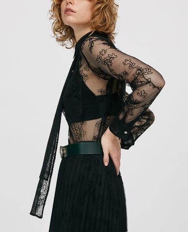  MAX&Co. - Áo sơ mi nữ tay dài xuyên thấu Jersey Tulle 