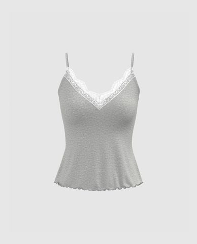  URBAN REVIVO - Áo hai dây nữ phối ren Lace Cami 