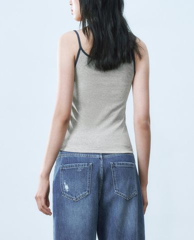  URBAN REVIVO - Áo hai dây nữ phối họa tiết 