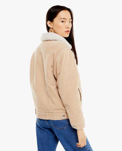  TOPSHOP - Áo khoác nữ denim Ecru Corduroy Oversized 