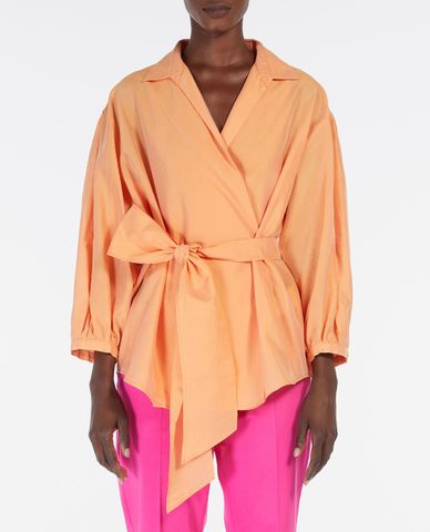  WEEKEND MAX MARA - Áo kiểu nữ cổ bẻ tay phồng đắp chéo Silver 