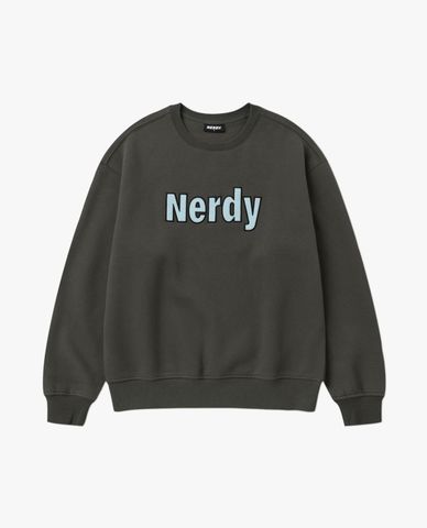  NERDY - Áo sweatshirt nam cổ tròn tay dài Bold Logo Brushed 