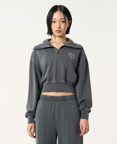  NERDY - Áo sweatshirt nữ cổ bẻ tay dài Souffle Pigment 