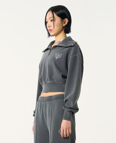  NERDY - Áo sweatshirt nữ cổ bẻ tay dài Souffle Pigment 