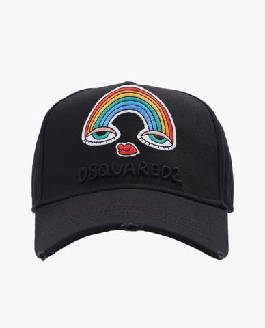  DSQUARED2 - Nón bóng chày nam rách vải cá tính Rainbow 