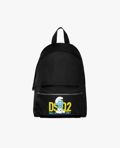  DSQUARED2 - Balo nam chữ nhật phối zip Smurfs 