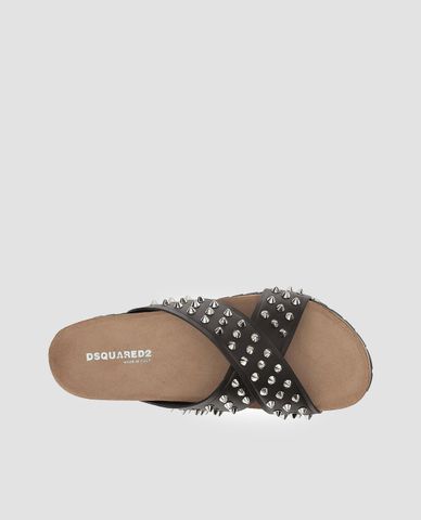  DSQUARED2 - Dép nữ quai chéo phối đinh tán 