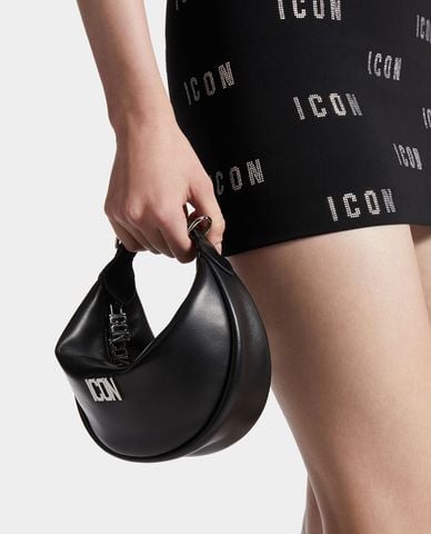  DSQUARED2 - Túi xách tay nữ hình bán nguyệt Icon Clubbing Mini 