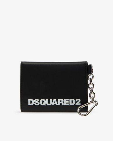  DSQUARED2 - Ví nữ chữ nhật nắp gập Black Logo And Internal Mirror 